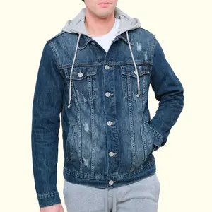 Layered Hooded Denim Jacket