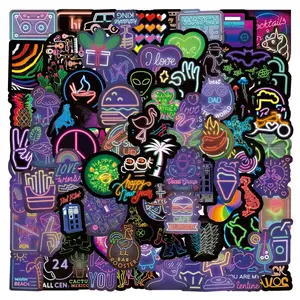 100-200 Cartoon Neon Graffiti Stickers, Waterproof Decorative Stickers for Journals, Stationery, Water Bottles, Computers, Phone Cases