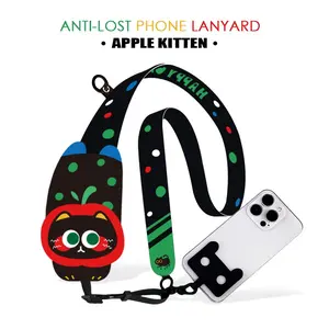 Apple Cat Original Style Universal Phone Lanyard, Long Adjustable Crossbody Strap, Unisex Outdoor Commute Anti-Lost Device
