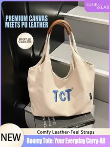 High-End Canvas Patchwork Shoulder Bag, Boho Style Tote Bag, Large Capacity Handbag for Women, Casual and Lazy Fashion