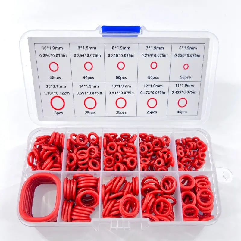 O-Ring Silicone Seal Gasket Set, Oil Resistant Heat Resistant Durable Assorted Washers, 10 Sizes Rubber Sealing Rings for Car, Pipe and Faucet