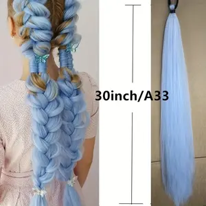 30 Inch Women's Colorful Braided Ponytail Wig Gradient & Elastic Bands - Straight Synthetic Hair for Easy Styling, Photoshoots - Fit All Ethnicities, Cosplay Hairpiece, Vibrant Hairpiece, Secure Elastic Band, Photoshoot Hairpiece, Fashion Enthusiasts