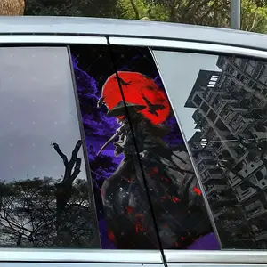 2pc Moon Warrior Vinyl Stickers, Car B Column Protection, Easy Peel Off, Sunproof Waterproof Scratch Resistant, All Models, Car Exterior Decor