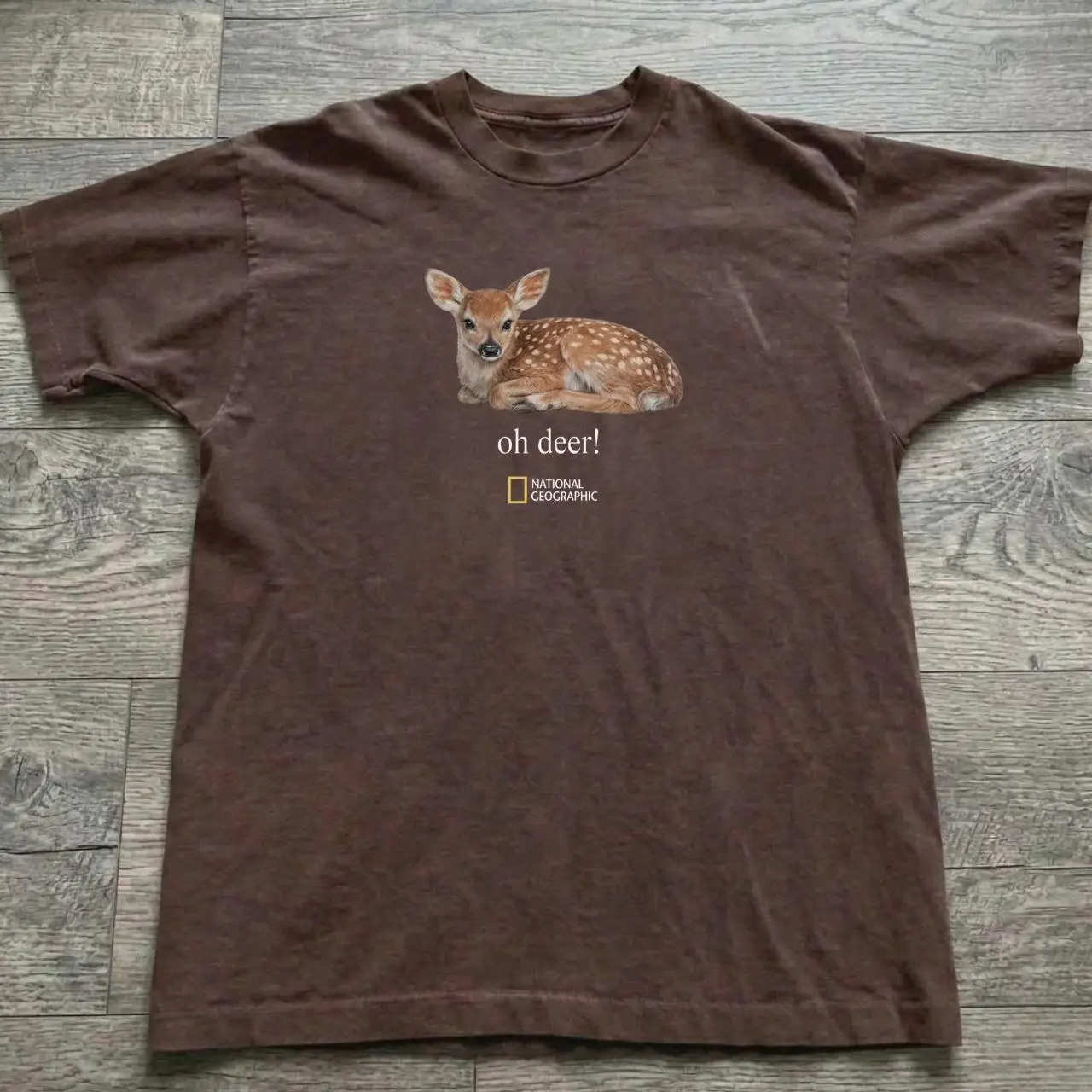 National Geographic Oh Deer Fawn T-shirt And Baby Tee | Aesthetic Cute Animal Graphic Shirt, Vintage Nature Wildlife Tee, Retro Cottagecore Top, Granola Girl Gorpcore Clothing, Trendy Everyday Outfit