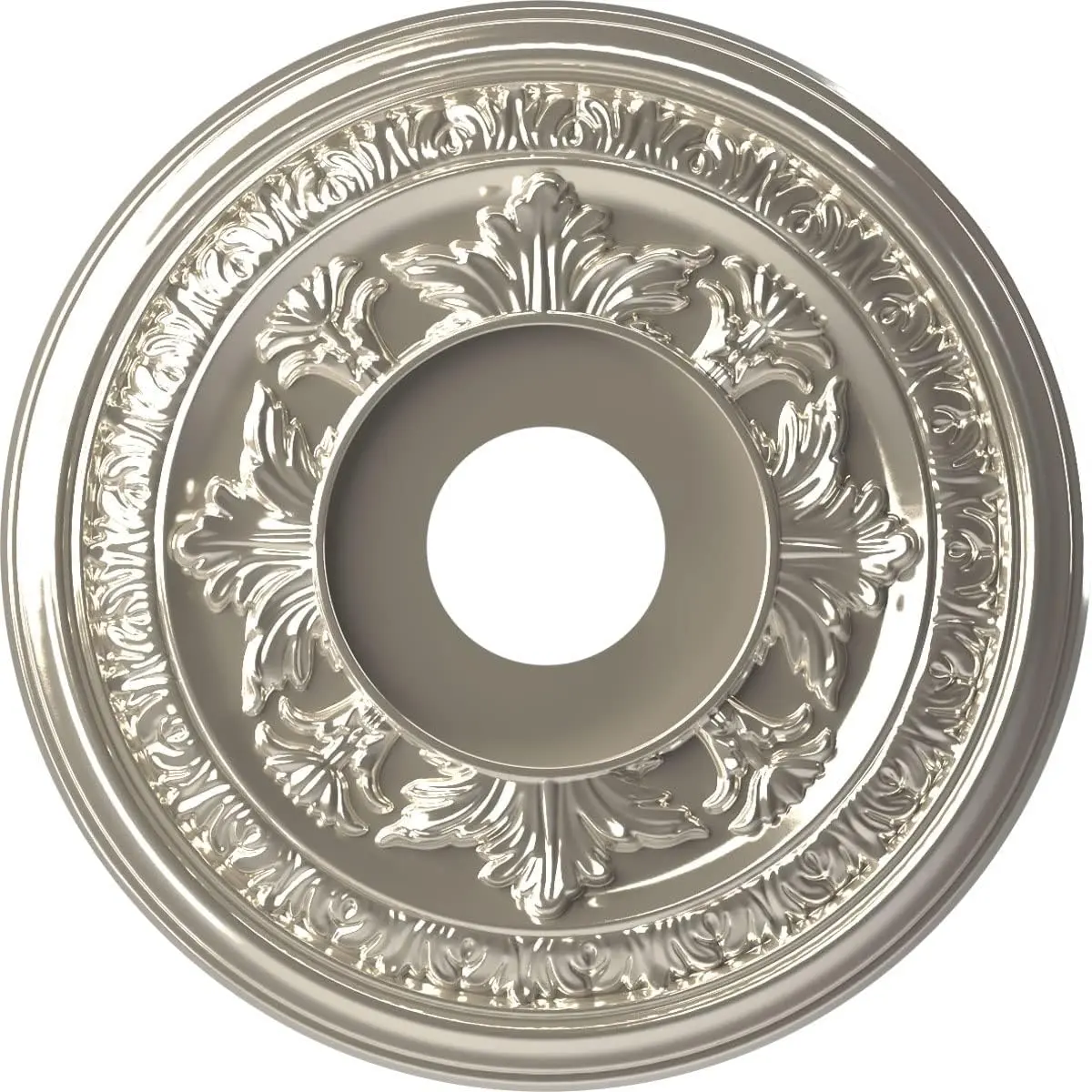 CMP16BABCR Baltimore Thermoformed PVC Ceiling Medallion (Fits Canopies up to 6 1/2"), 16"OD x 3 1/2"ID x 1"P, Bright Coat Chrome