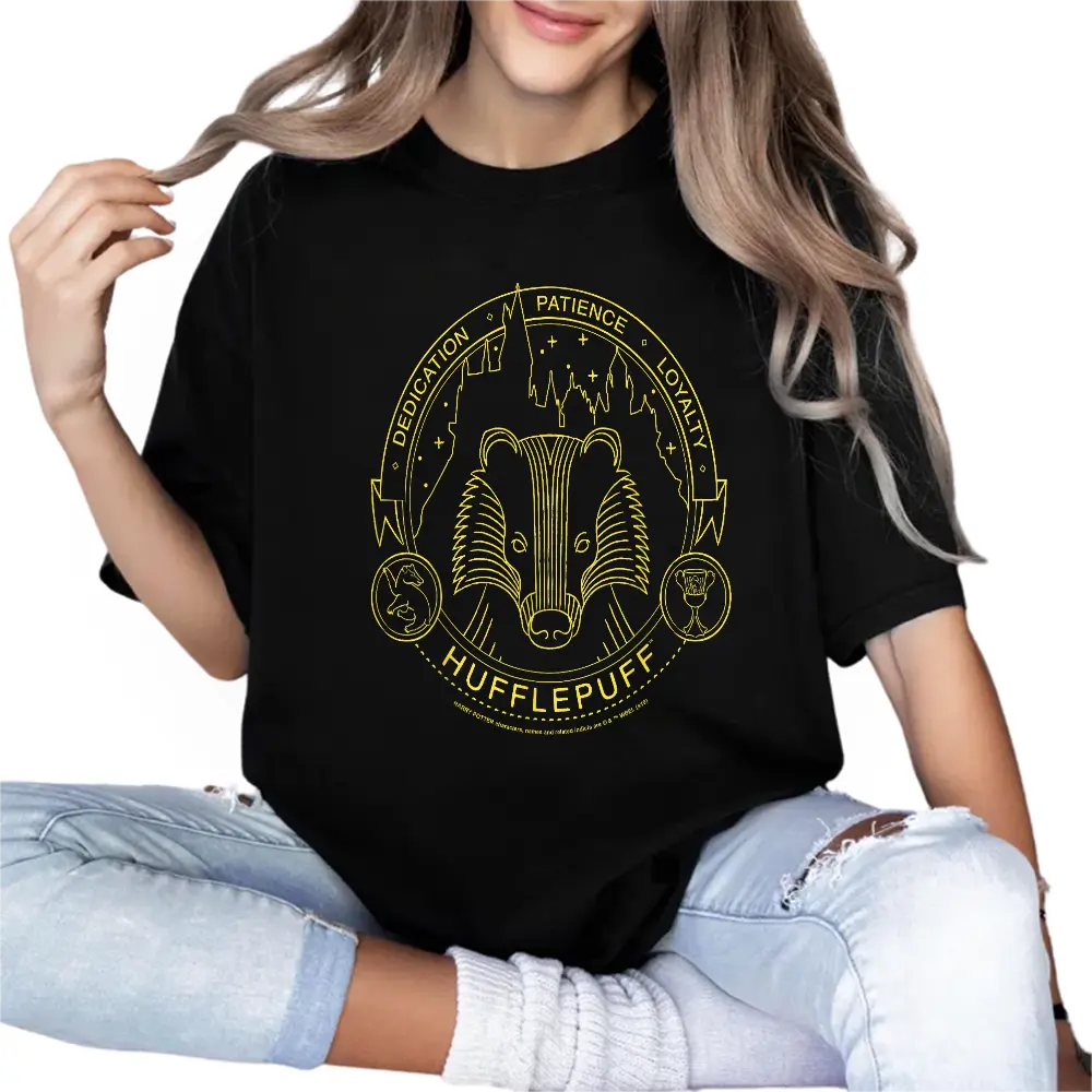 Harry Potter Hufflepuff Symbol Line Art T-Shirt, Harry Potter Unisex Shirt