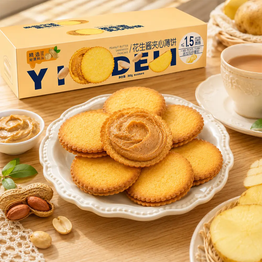 Peanut Butter Sandwich Crackers, Crispy Golden Crackers with Creamy Peanut Butter Filling, Crunchy Snack Crackers for Kids & Adults, Lunch Box, Office, Travel & On-the-Go Snacks