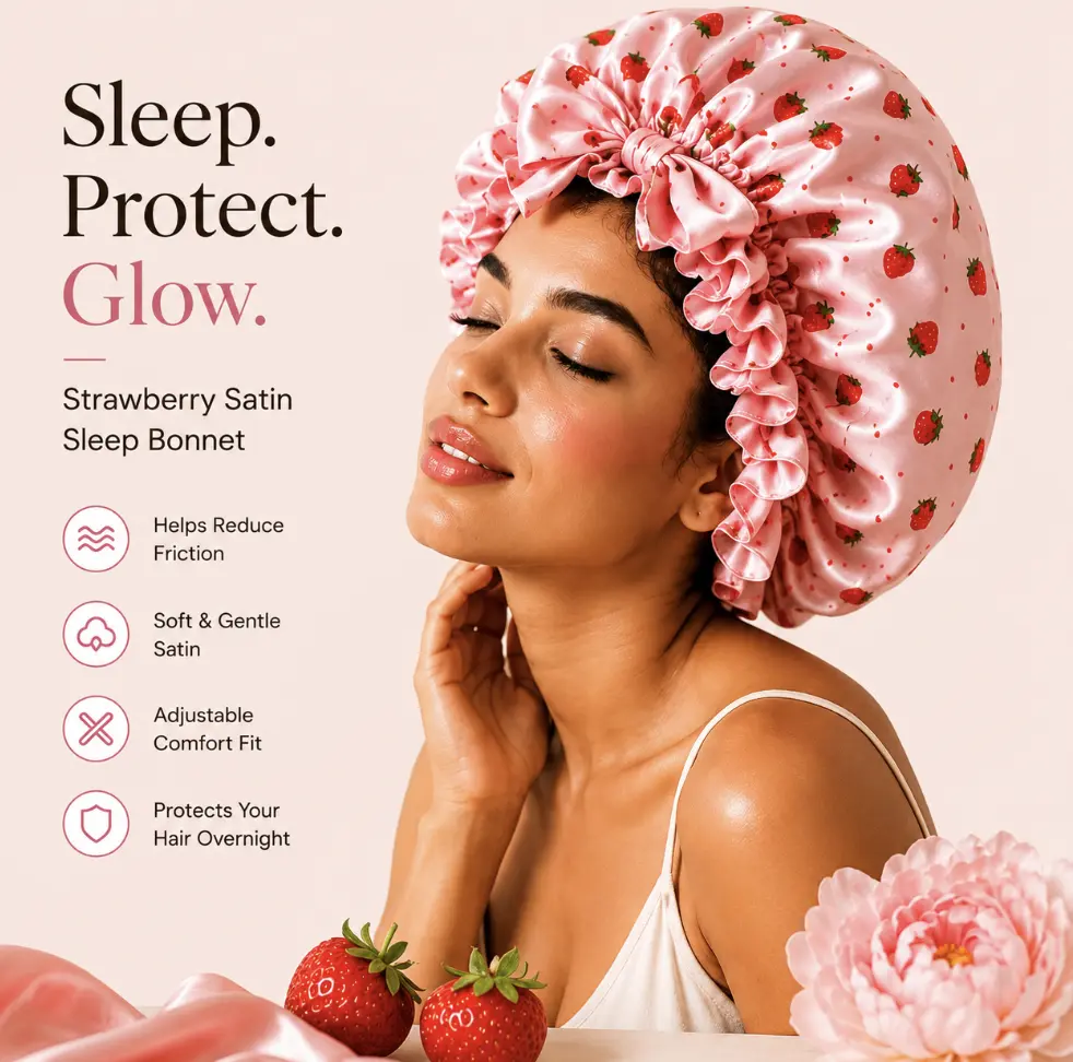 Strawberry Satin Sleep Bonnet™