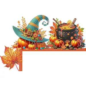 Scarecrow Diamond Painting Door Corner Sign Rhinestone Door Frame Decor Diamond Art Door Right Angle Sign for Indoor Outdoor Wall