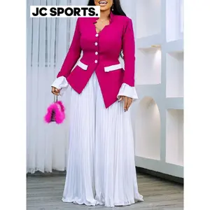 summer spring clothes Women's Set Full Flare Sleeve Button Blazer Shirt + Pleated Long Pants Suit Streetwear Two 2 Piece Set Africa OL Outfits