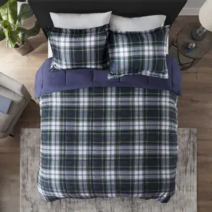 Madison Park Essentials Parkston Plaid Comforter, Matching Sham, 3M Scotchguard Stain Release Cover, Hypoallergenic All Season Bedding-Set, Twin/Twin XL, Full/Queen, King/Cal King