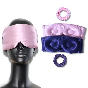 100% Mulberry Silk 3D Sleep Eye Mask & Hair Scrunchie Set- Protects Lash extensions & clusters while sleeping