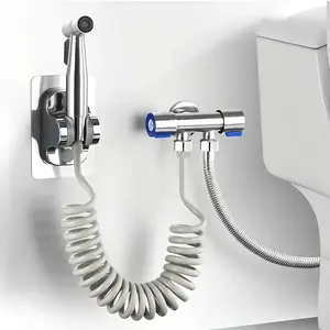 Stainless Steel Bathroom Spray Set with Handheld Shower Head, Modern Bidet Sprayer, 304 Material Nozzle, Toilet Flush Valve, Easy Installation & Water Saving Design