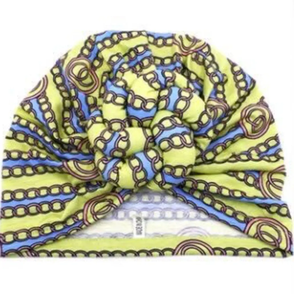 Colorful Turban Knotted Headwrap with Chain Detail for Women