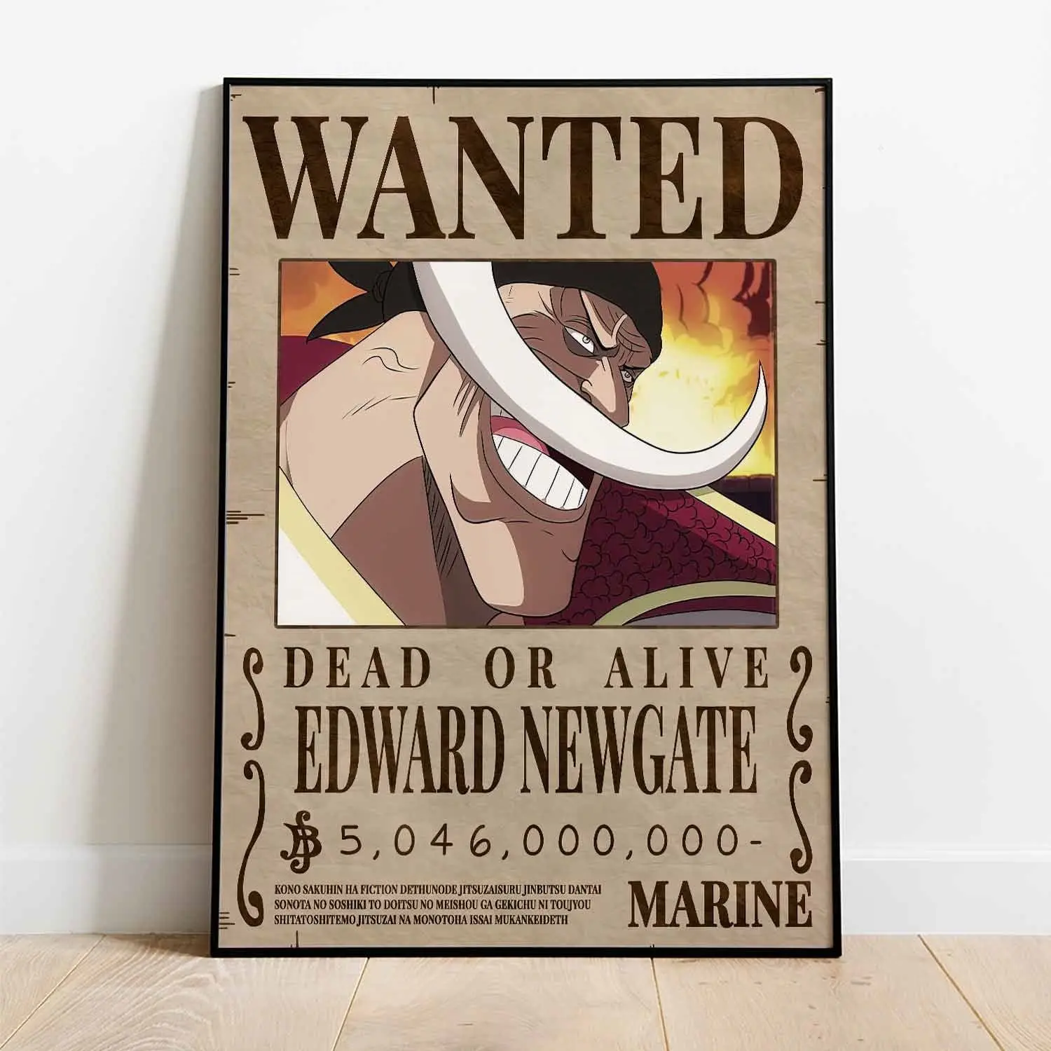 Whitebeard Wanted Poster, Artistic Decor, Japanese Home Decor, Gift Perfect, Unframed Wall Art Room Living Room Illustrations