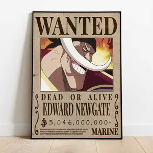 Whitebeard Wanted Poster, Artistic Decor, Japanese Home Decor, Gift Perfect, Unframed Wall Art Room