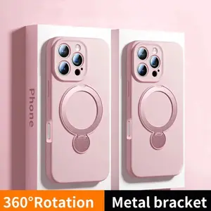 Magnetic Bracket Phone Case For iPhone 17 16 15 14 13 Pro Max MagSafe 360 Degree Rotating Metal Ring Stand