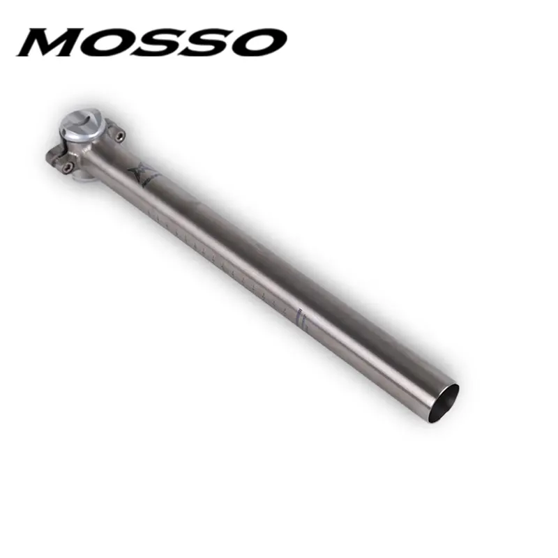 MOSSO Titanium Bike Seatpost 27.2x350mm, Brushed Finish, Lightweight and Corrosion-Resistant for Hybrid, Mountain, and Road Bikes, Hybrid Bikes, 350Mm Length