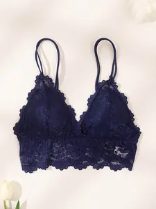1/2/3/5PCS Trendy Exquisite Lace Bralette Wire-Free Bra  Comfortable & Breathable Seamless Lingerie  Sexy Floral Embroidery Camisole  Multi-color Options