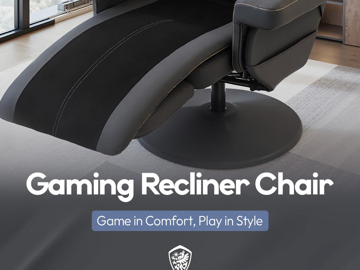 Dowinx Racing Style Gaming Recliner Chair with Massage Lumbar Support, Footrest, Cup Holder, Side Pouch, High Back Ergonomic Video Game Chair Reclining No Wheels Heavy Duty, Black Red Fabric/Leather