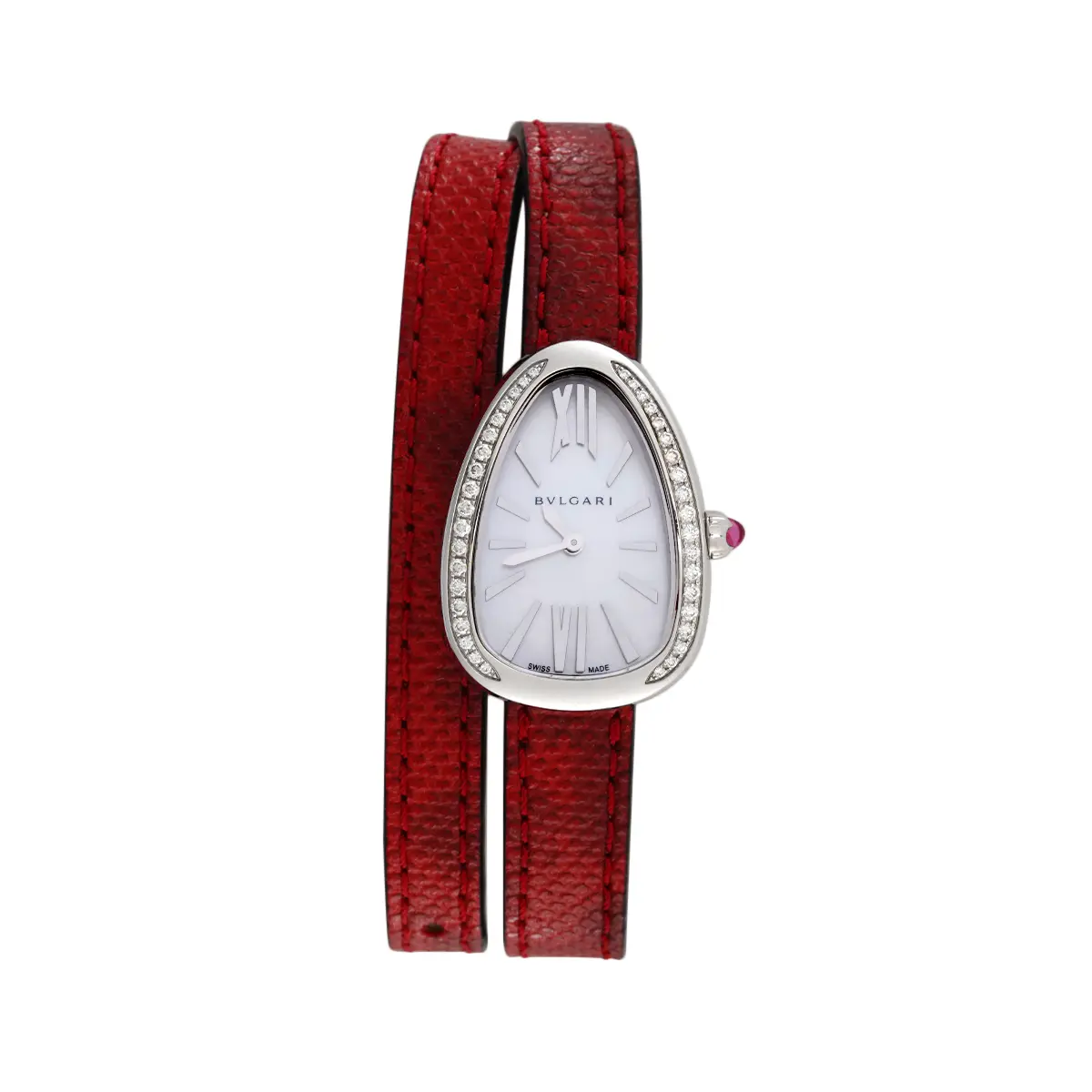 Bvlgari Serpenti 27mm 102920 Quartz Mother of Pearl Dial Stainless Steel Factory Diamond Women's Watch WHP042657
