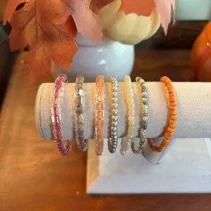 Pink/Orange Beaded Bracelet Stack