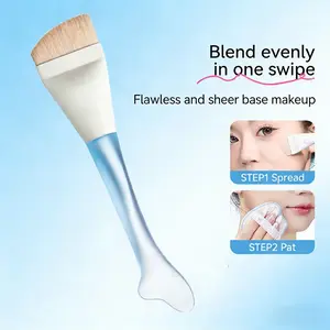 Fish Tail Foundation Brush, Thin Arc Flat Head Makeup Brush, One Stroke Design, No Powder, Smooth Tip, Ideal for Beginners