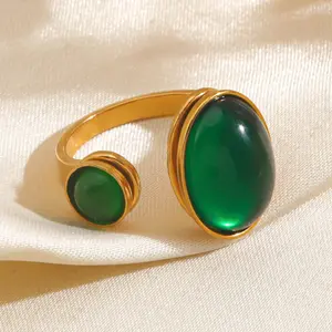 Minimalist Oval Stainless Steel Ring for Women Adjustable Everyday Fashion Jewelry