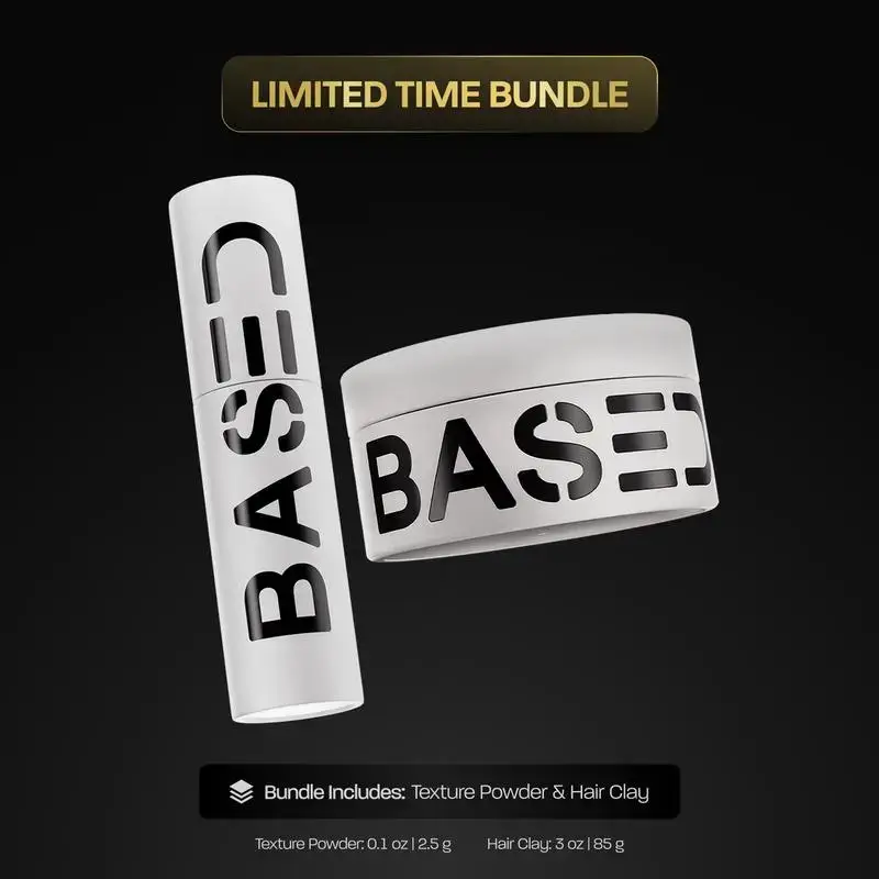 BASED Men's Matte Dual-Texture Powder & Clay - Strong Hold, Non-Toxic, High Performance Hair Care