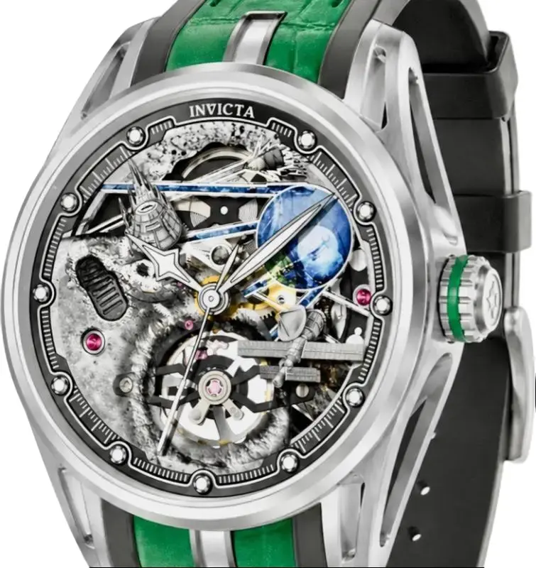 Invicta Celestial Naosia Automatic Men’s Watch, 45mm Case, Skeleton Dial, Green Band, Black Band, White Band