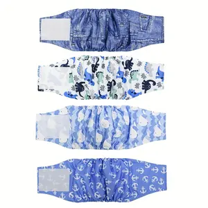 1pc Comfort-Fit Male Dog Diaper| Reusable & Washable Belly Band for Leak Protection| Soft, Breathable Polyester| Nautical, Camouflage & Cartoon Designs| Sizes S to XL, Doggie Diapers