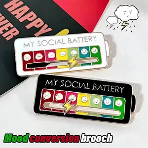 1pc Mood Transition Energy Brooch, Adjustable Unique Metal Badge for Social Interaction, Expression Pin for Personal Style, Fashion Accessory