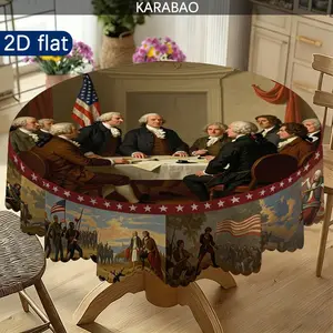 American Declaration of Independence Scene Round Tablecloth, Outdoor Picnic Camping Decor, Perfect Home Kitchen Dining Room Decoration