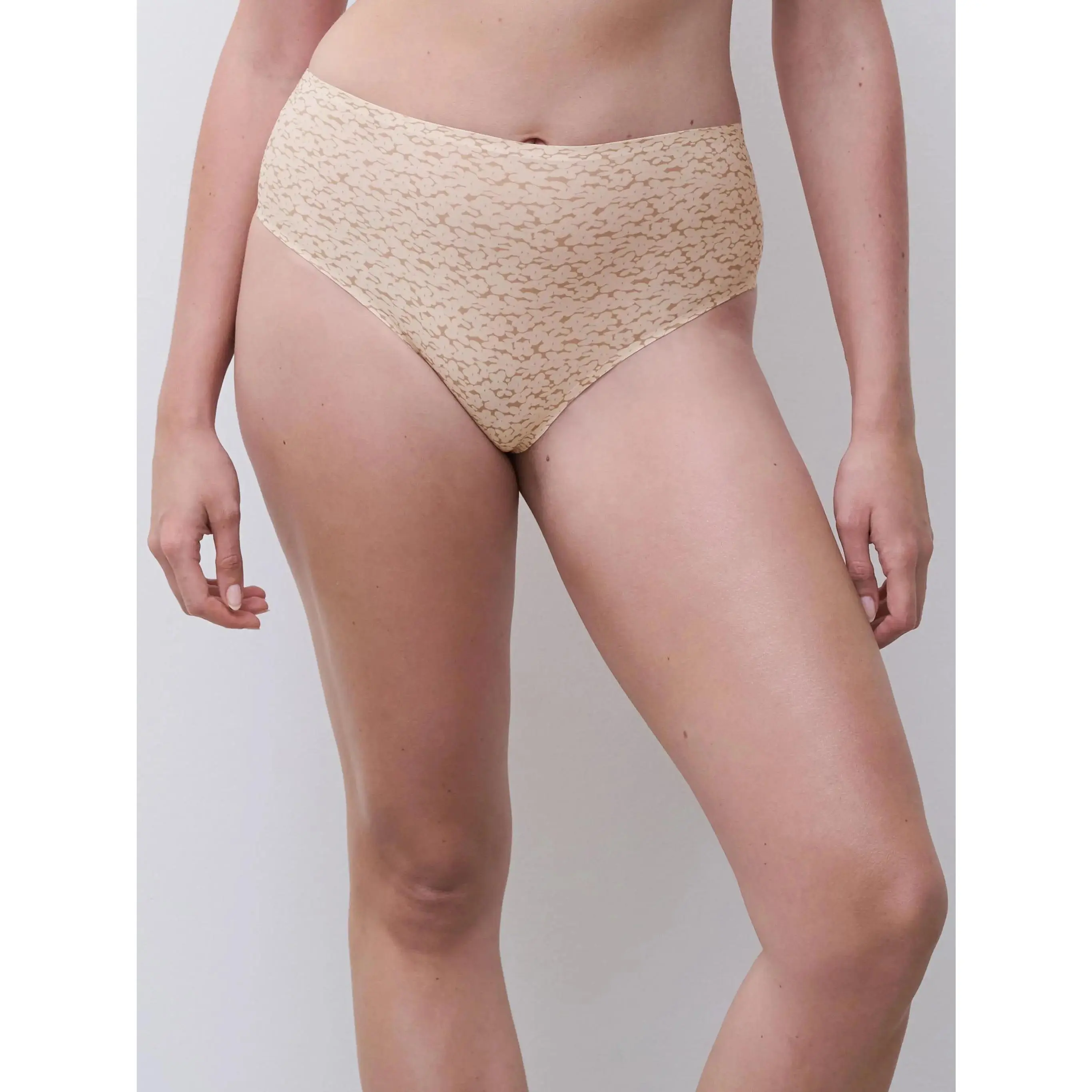 Women's High-Waisted Cotton Thong Panties - Polyamide-Elastane, Soft-Stretch, Printed Fabric, Seamless Chantelle Norah Underwear, Invisible Line, Soft Stretch Thongs, Style, Stretchy Washable Thongs