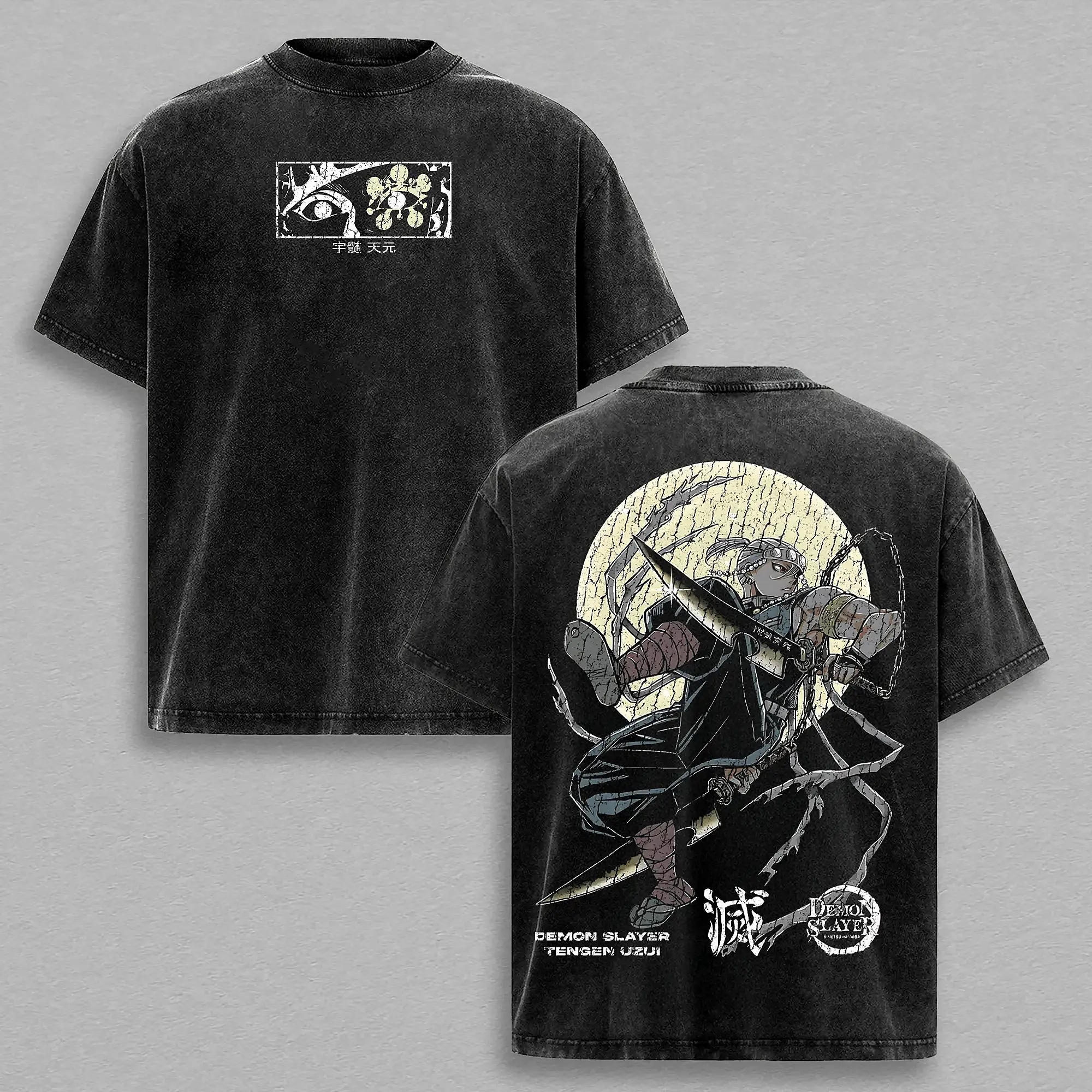 Tengen Uzui Demon Slayer Vintage Unisex Oversize Washed Cotton T-shirt, Anime Graphic Tee, Manga Anime Lover, Anime Merch Fan, Outfits Men, Boys Merch Top