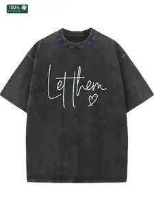 Men's & Women's Soft Washed Cotton T-Shirt - Let them Heart Graphic Tee in Heather Gray - Breathable Loose Fit Streetwear for Summer, Beach, Parties -