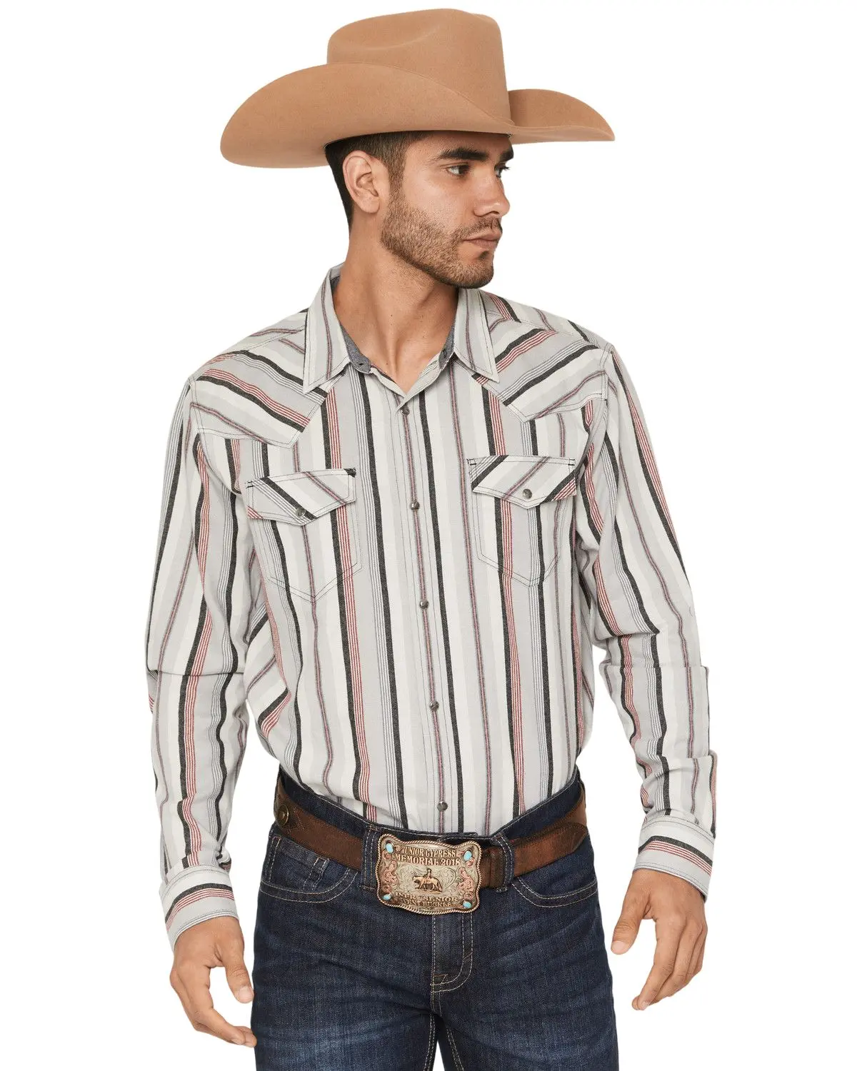 Cody James Men's Men'S Saddle Ridge Striped Print Long Sleeve Snap Western - Cjfa25fl1-Gy-B