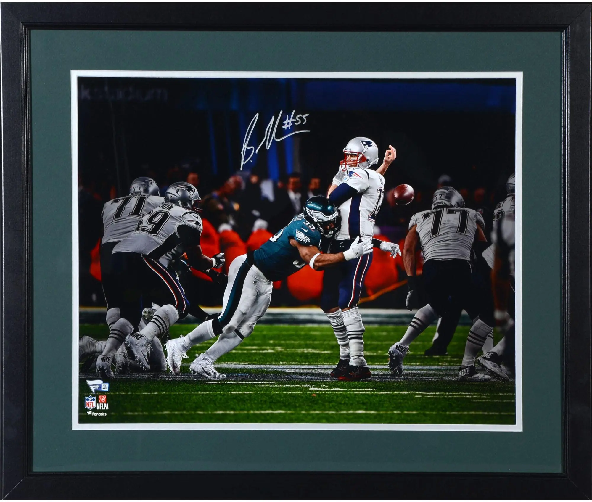 Brandon Graham Philadelphia Eagles Framed Autographed 16" x 20" Sack Fumble Super Bowl LII Champions Photograph - Fanatics Authentic Certified