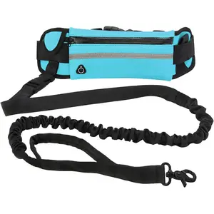 PetSafe Premium Tear-Resistant Nylon Hands-Free Dog Leash with Adjustable Waist Belt & Built-in Pocket for Poop Bags & Snacks - Blue