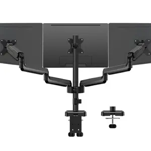 MOUNTUP 17"-32" Triple Monitor Mount, for Max 32'' Computer Screens, Holds 4.4-19.8lbs, VESA Bracket with Clamp/Grommet Base, Black, MU8004