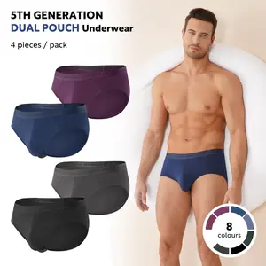 David Archy Men's Modal Briefs Underwear 4 Pack Dual Pouch, Silky Sensation Comfort, Elasticity Sport Soft Menswear Breathable Fabric,Boyfriend gift