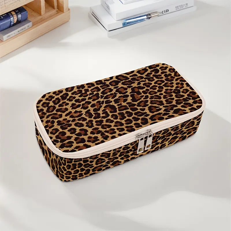 Tiger Print Large Capacity Pencil Case, Durable Multi-Functional Storage Bag, Portable Zipper Box for School Office Study Supplies