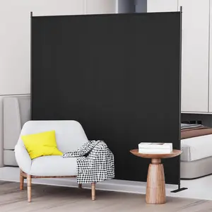 1 Panel Room Divider, 6 Ft Tall Indoor Folding  Screen, Portable Partition Separator, Freestanding Separation Temporary Wall for Office, Bedroom, 71" W X 71" H, Black