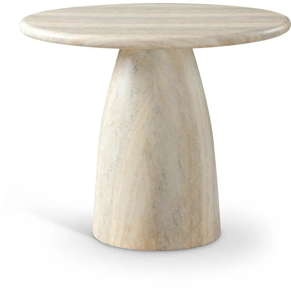 Cosenza Round Travertine-Finish Concrete Dining Table, 36" Indoor Furniture Table for Dining Rooms, Round Dining Table