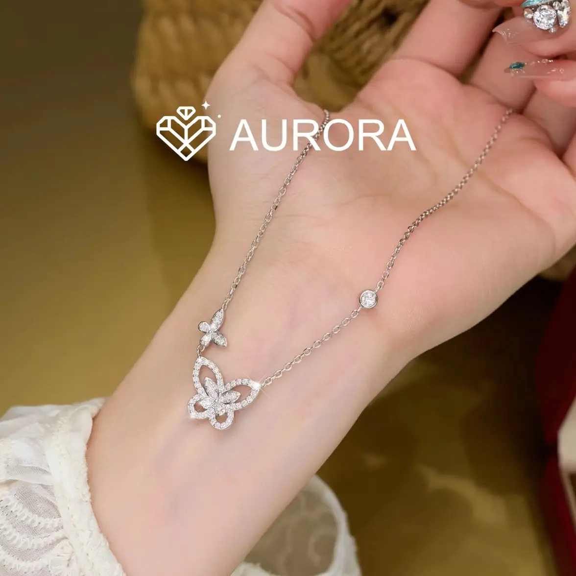 【#194 Sylph】Moissanite necklace with 925 Sterling Silver Synthetic Moissanite Exquisite Trendy Pendant