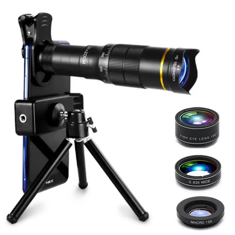 32x Professional HD Zoom Monocular Telescope, Metal Phone Camera Telephoto Lens With Tripod, For Tourism Camping