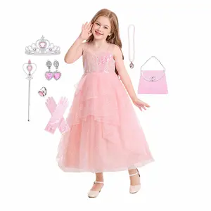 LOEL Wicked Dress for Girls Pink Witch Costume for Girls Halloween Cosplay Bubble Tulle Dress Up Outfit Party Dress