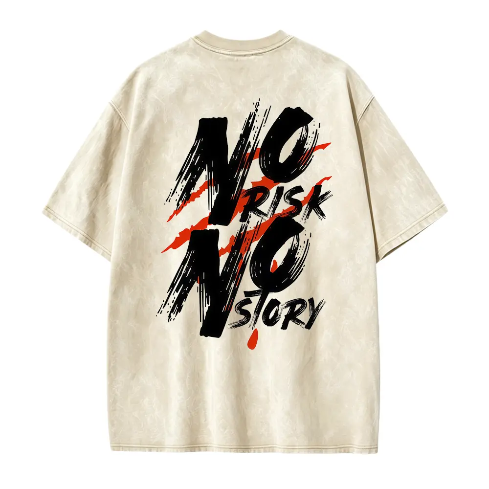 No Risk, No Story Men's Fashion Printed Casual Short-Sleeve T-Shirt, Spring/Summer Top, Comfortable Round-Neck Tee