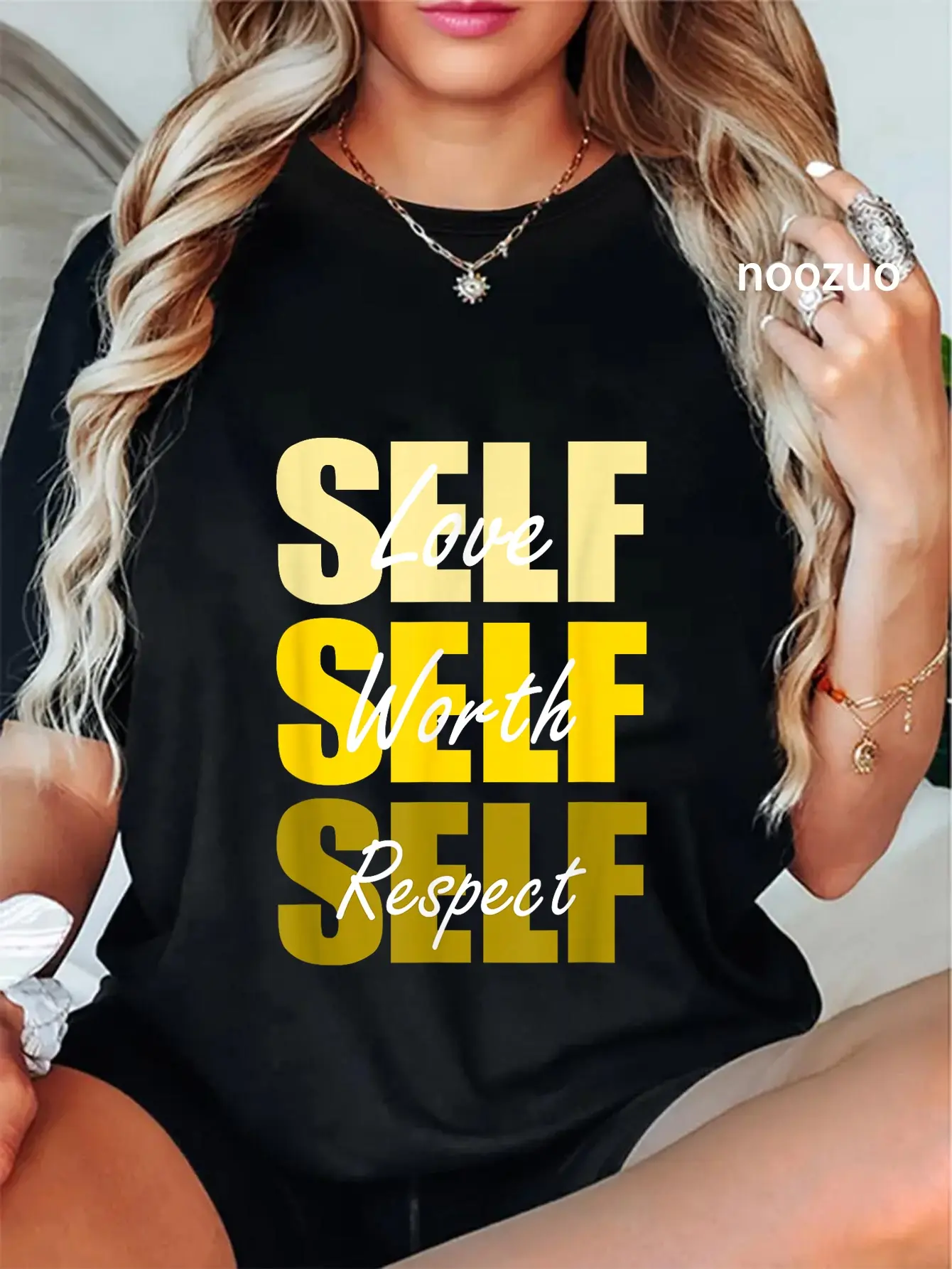 100% Cotton Unisex University-Gold Self-ish X 3 Varsity-Yellow Color Graphic T-Shirt Casual Top
