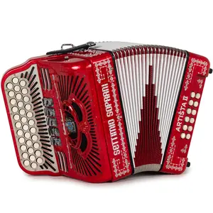 Settimio Soprani Artista II Ultra Compacto Acordeon 5 Registros Fa Rojo con Cromo